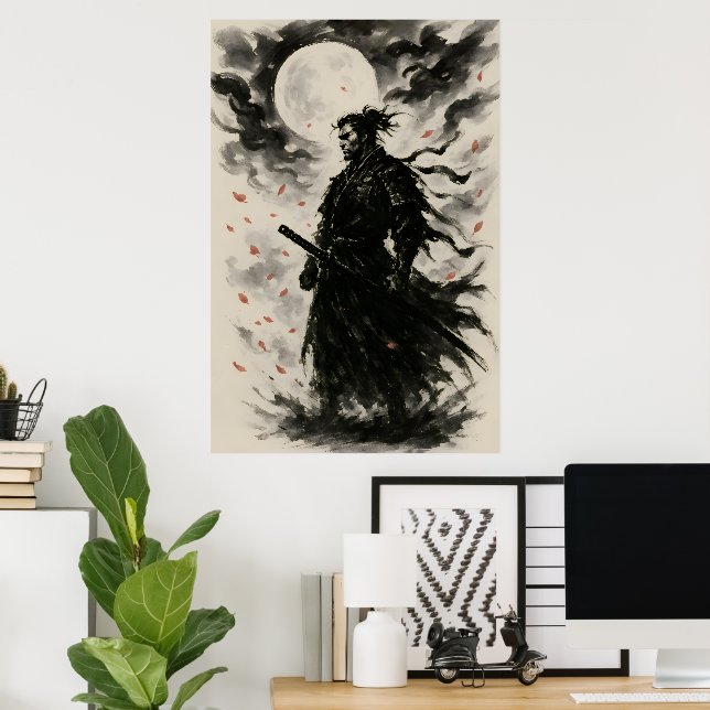 Pôster Tradicional do Guerreiro Samurai Japonês |  (Escritório em casa)