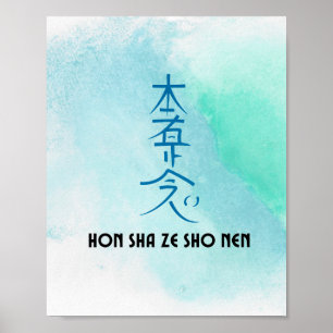 Poster Tradicional Usui Reiki Símbolo Hon Sha Ze Sho Nen