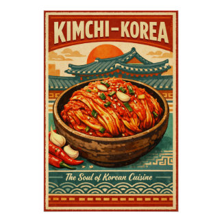 Pôster  Traditional Korean Kimchi in a bold vintage 