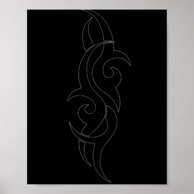 Poster Traditional Maori Tribal Tattoo. New Zealand.  (Frente)