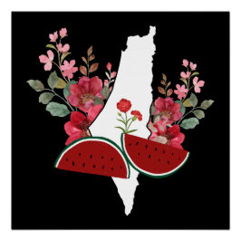 Pôster Traditional Palestine elements in palestine map