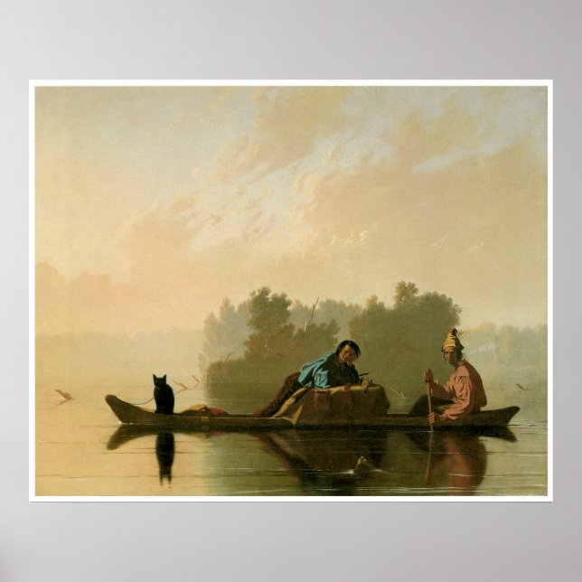 Poster Traficantes de peles descendo o Missouri c. 1845 (Frente)