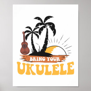 Poster Traga seu músico de praia havaiano jogador de Ukul