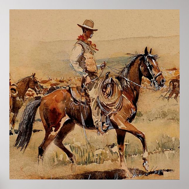 Poster Trail Drive 2 Western Art de Edward Borein (Frente)