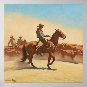 Poster "Trail Herd" Western Art de Maynard Dixon