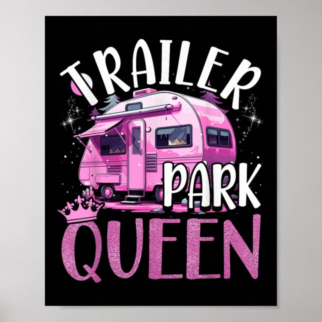 Poster Trailer Park Queen Funny Camping Pink Trailer Cara (Frente)
