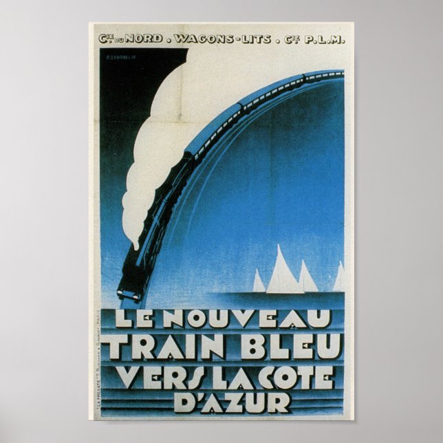 Poster Train Bleu Cote D'Azur French Art Deco Travel (Frente)