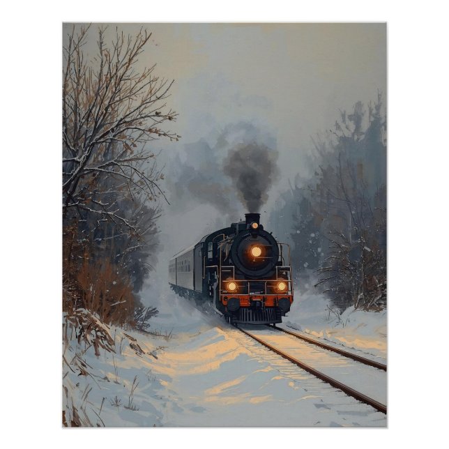 Pôster Train on a Snowy Day Poster (Frente)