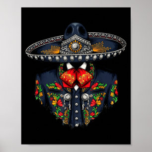 Poster Traje charro mexicano vibrante mariachi tradiciona