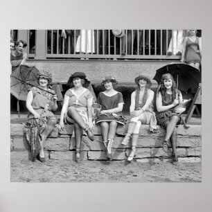 Poster Traje Competição da praia, 1921. Foto do vintage