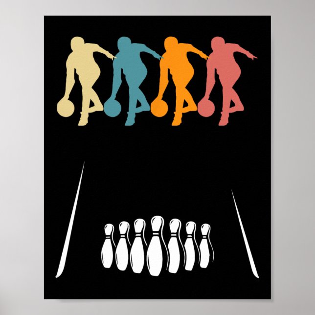 Poster Traje de Equipe de Boliche de Dez Pinos Retro Ten  (Frente)