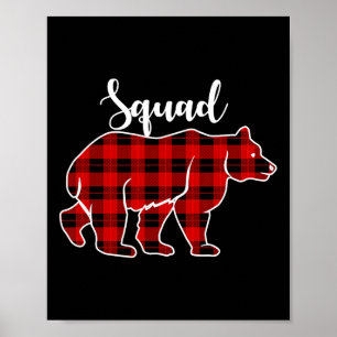 Poster Traje de Natal Xadrez Vermelho do Urso Squad Combi