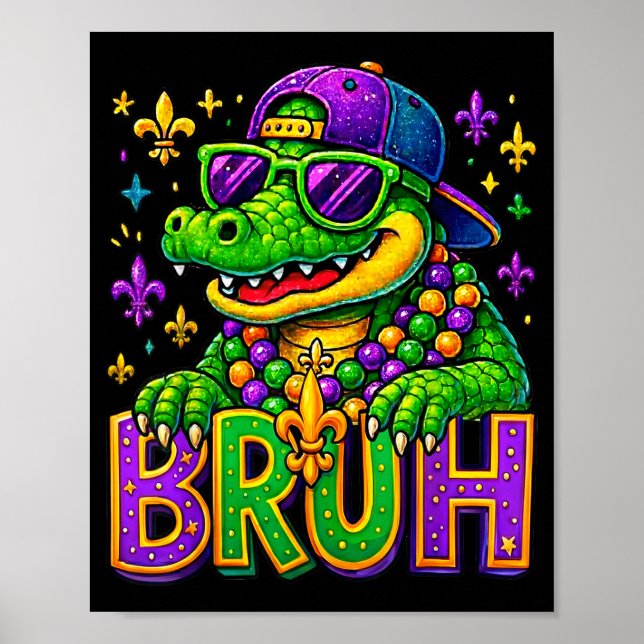 Poster Traje engraçado de Mardigator Jacaré Bruh Carnaval (Frente)