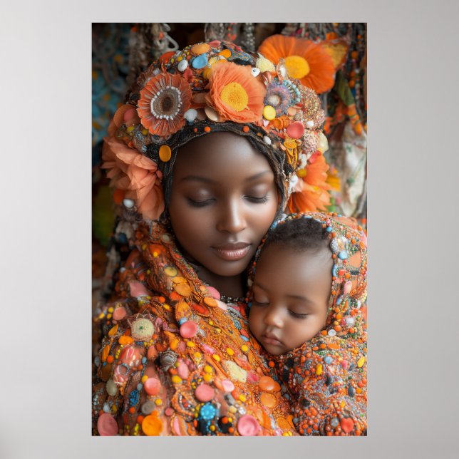 Poster Traje Tradicional Eetéreo Mãe Filho Vibrante (Frente)