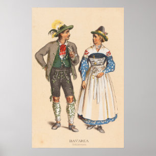 Poster Trajes alemães do camponês - Baviera Schliersee