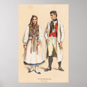 Poster Trajes alemães do camponês - Wurtemberg Betzinge