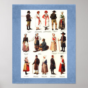 Poster Trajes populares nacionais da suecia
