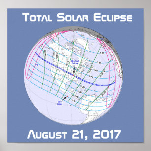 Pôster Trajeto global do eclipse solar 2017 totais