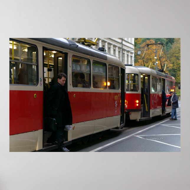 Poster Tram Stop No Dia Do Outono (Frente)
