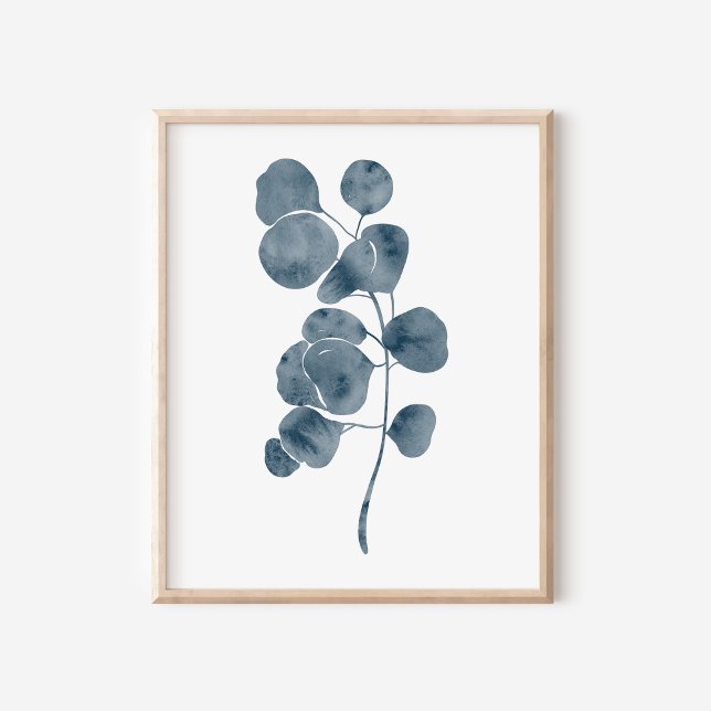 Poster Tranquil Blue Watercolor Eucalyptus Branch Art (Criador carregado)