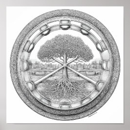 Poster Tranquil Botanical Mandala: Hydroponic Helix