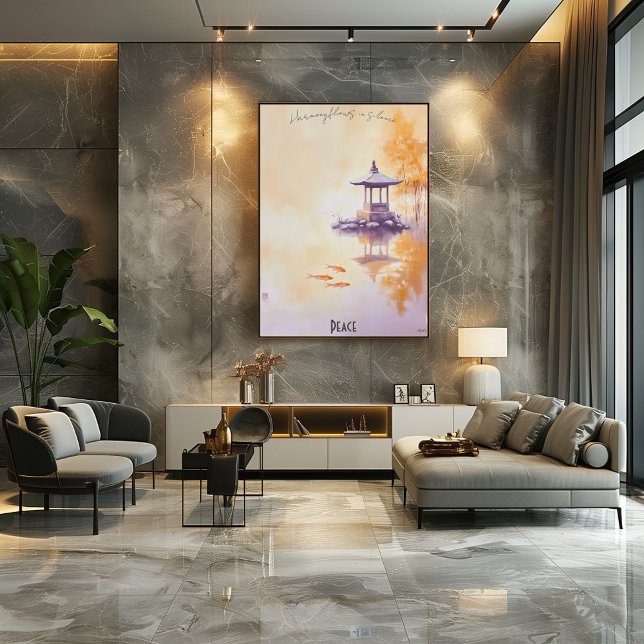 Poster Tranquil Koi Pond e Pagoda Wall Art (Criador carregado)