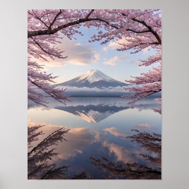 Poster Tranquilidade da Reflexão do Monte Fuji (Frente)