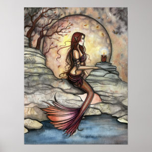 Poster tranquilo da arte da sereia da lagoa