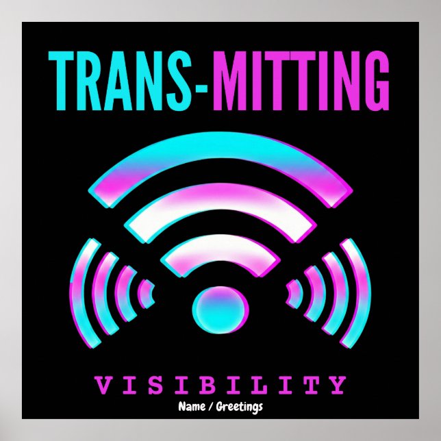 Poster Trans-missão Visibilidade Moderno Glitch Transgêne (Frente)