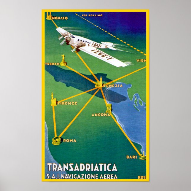 Poster Transadriatica Navigazione Aerea (Frente)