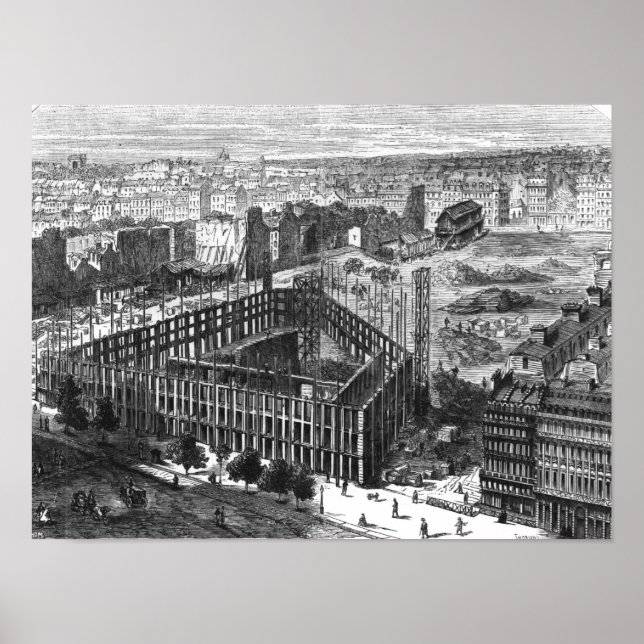 Pôster Transformação de Paris: edifício em 1861 (Frente)