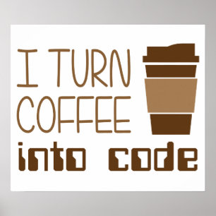 Pôster Transformo Café Em Código De Programação