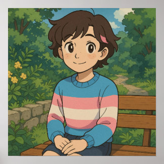 Poster Transgender Flag Anime Person | LGBTQIA+ 
