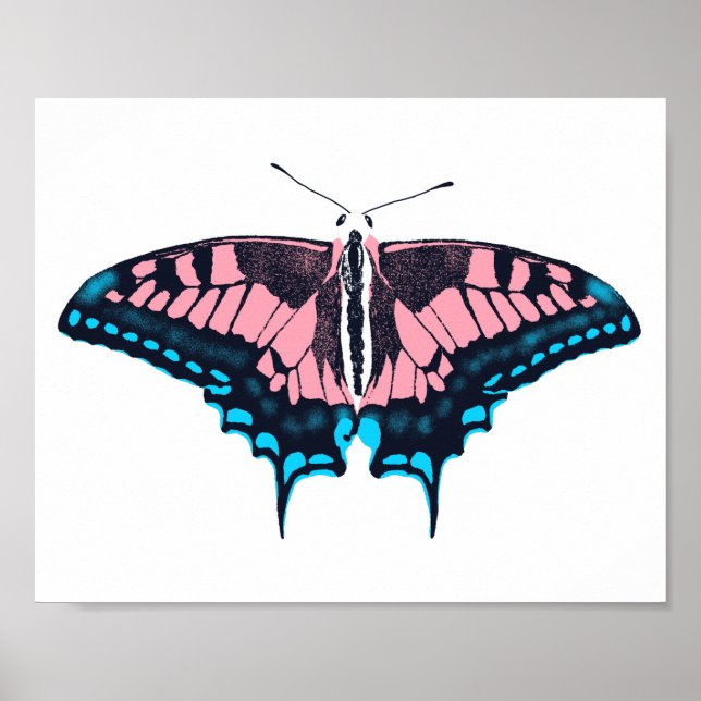 Poster Transgender Pride Flag Swallowtail Butterfly (Frente)
