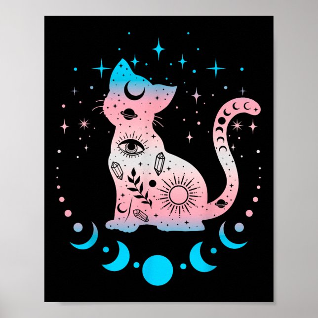 Poster Transgênero Cat Astrologia Celestial Orgulho Lgbt  (Frente)
