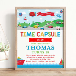 Poster Transportation 1st Birthday Activity Time Capsule
