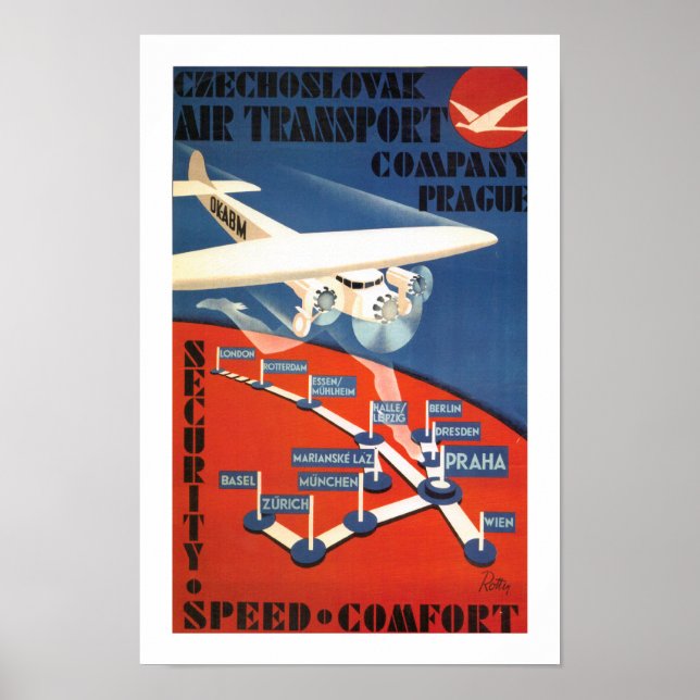 Poster Transporte aéreo da Checoslováquia (Frente)