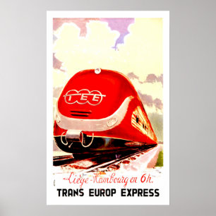 Poster Transporte Europ expresso, trem rápido, viagens