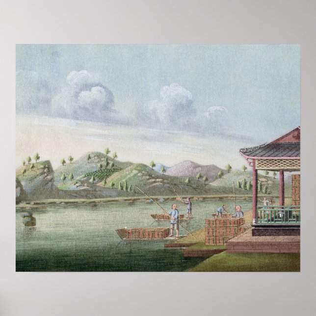 Pôster Transporting crates of tea (w/c on paper) (Frente)