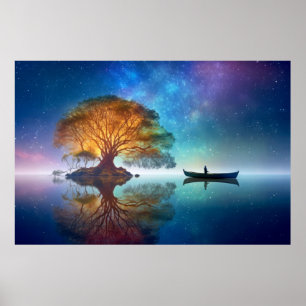 Poster Transquil Lake Nature World Fantástico Paisagem Ar