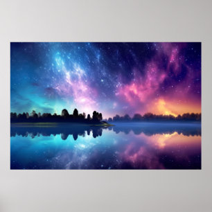 Poster Transquil Lake Nature World Fantástico Paisagem Ar