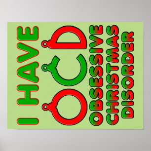 Pôster Transtorno Obsessivo de Natal OCD Placa de Sinal F