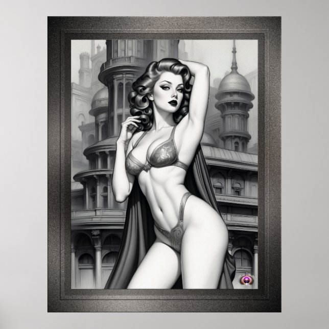 Poster Tranya da Idade Retroativa da Garota Pin Up por Xz (Frente)