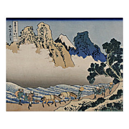 Pôster Trás da montanha Fuji do rio Minobu Hokusai