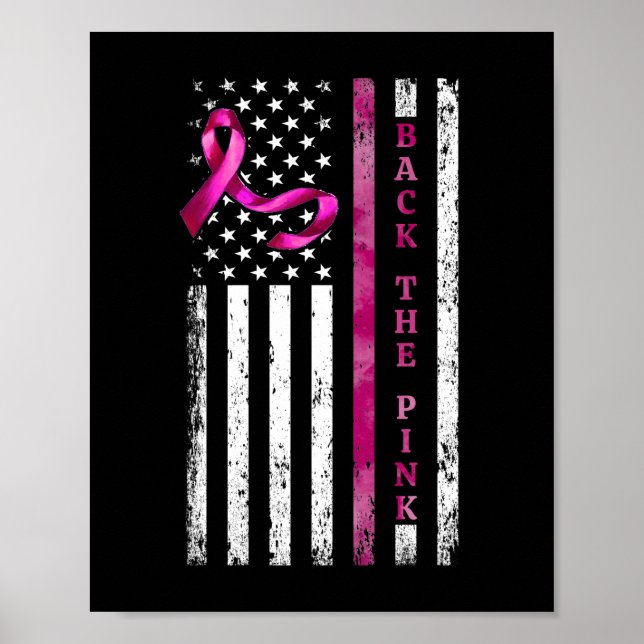 Poster Traseira do Cancer Americano de Sinalizador Rosa (Frente)
