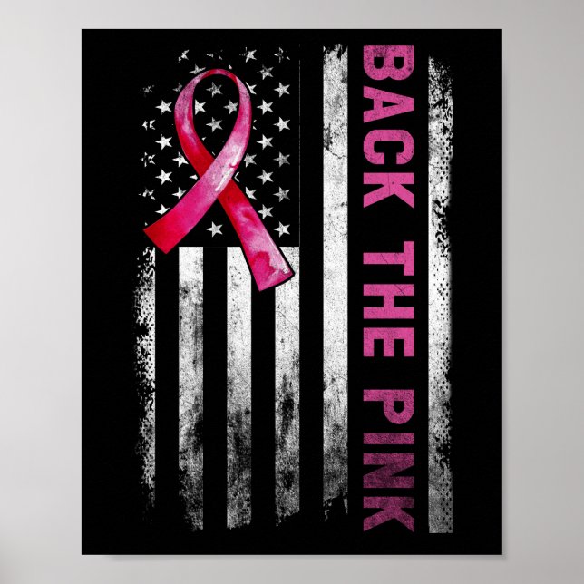 Poster Traseira do Cancer Americano de Sinalizador Rosa (Frente)