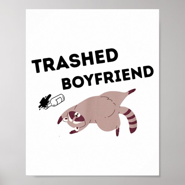 Poster Trashed Boyfriend, Funny Trashed Panda Couples Pre (Frente)