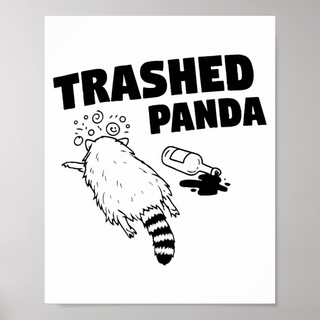 Poster Trashed Panda, Funny Drunk Raccoon, Funny Trash Pa (Frente)