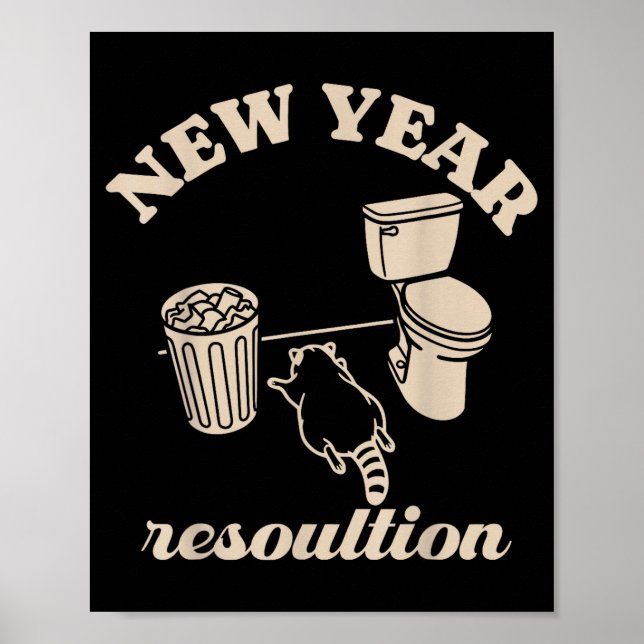 Poster Trashed Panda New Year Resolution Funny Drunk Racc (Frente)