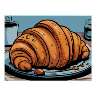 Pôster Tratamento de Croissant Escamoso da Manhã